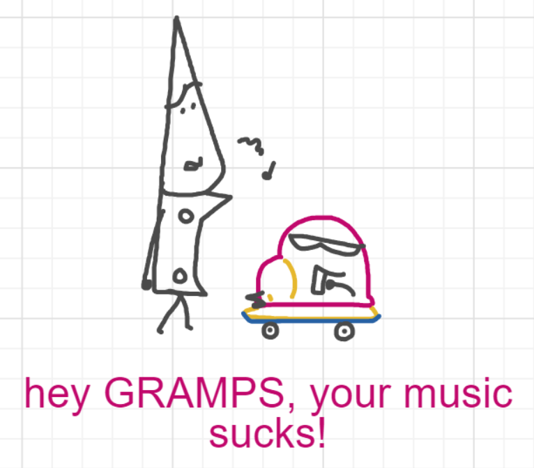 A panel from Running Duos, episode four of the Board Boards object show by Furretwalk/WalkingFurret.